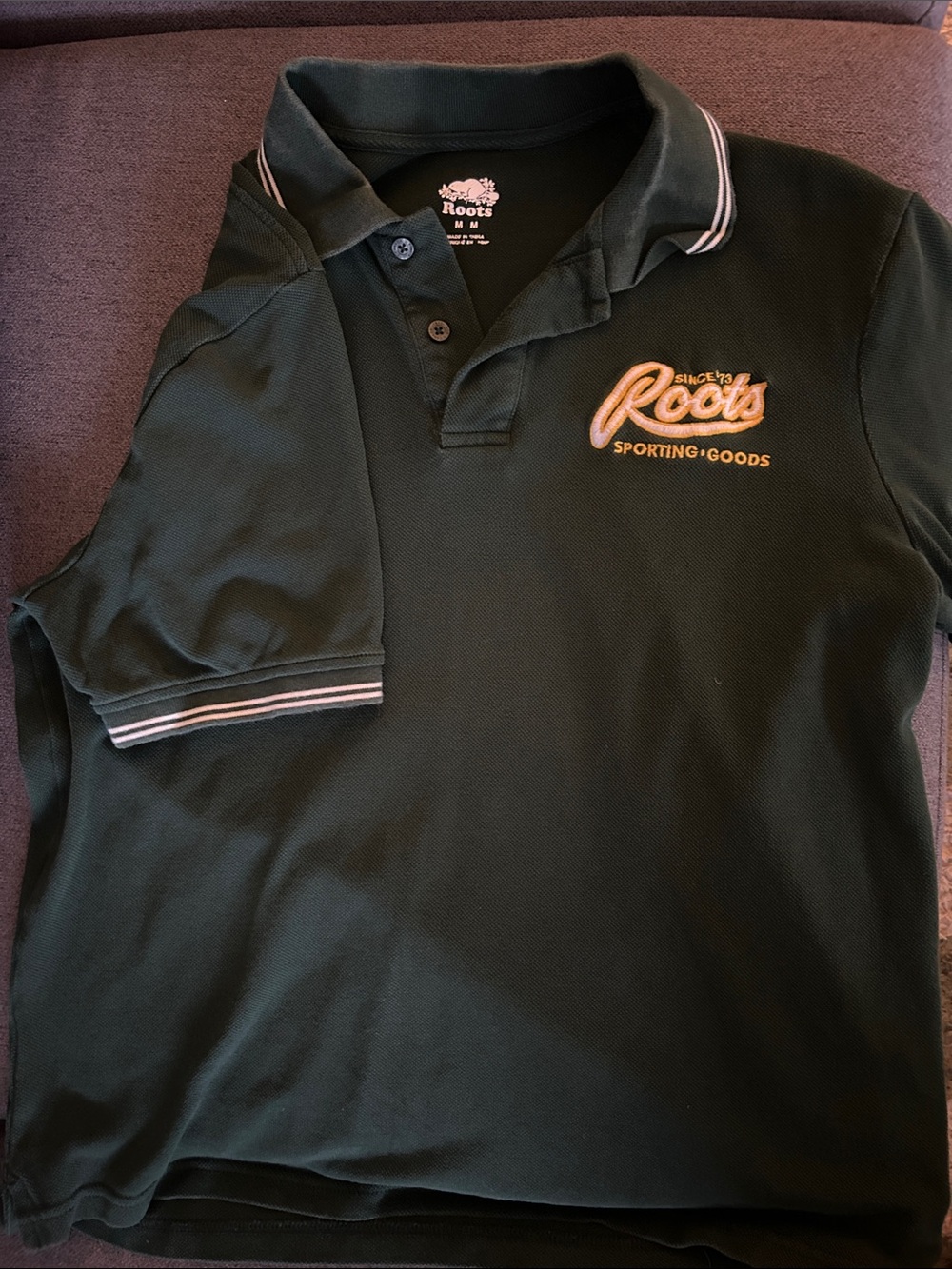 Roots Men's Forest Green Polo with Contrast Trim